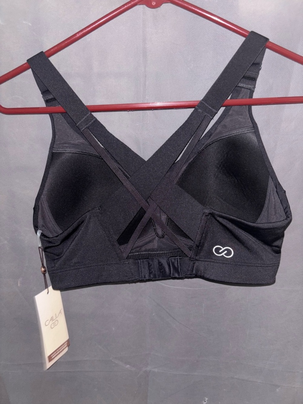 CALIA Women's Made to Move Double Strap Sports Bra Sz M Pure Black WAX17228 New